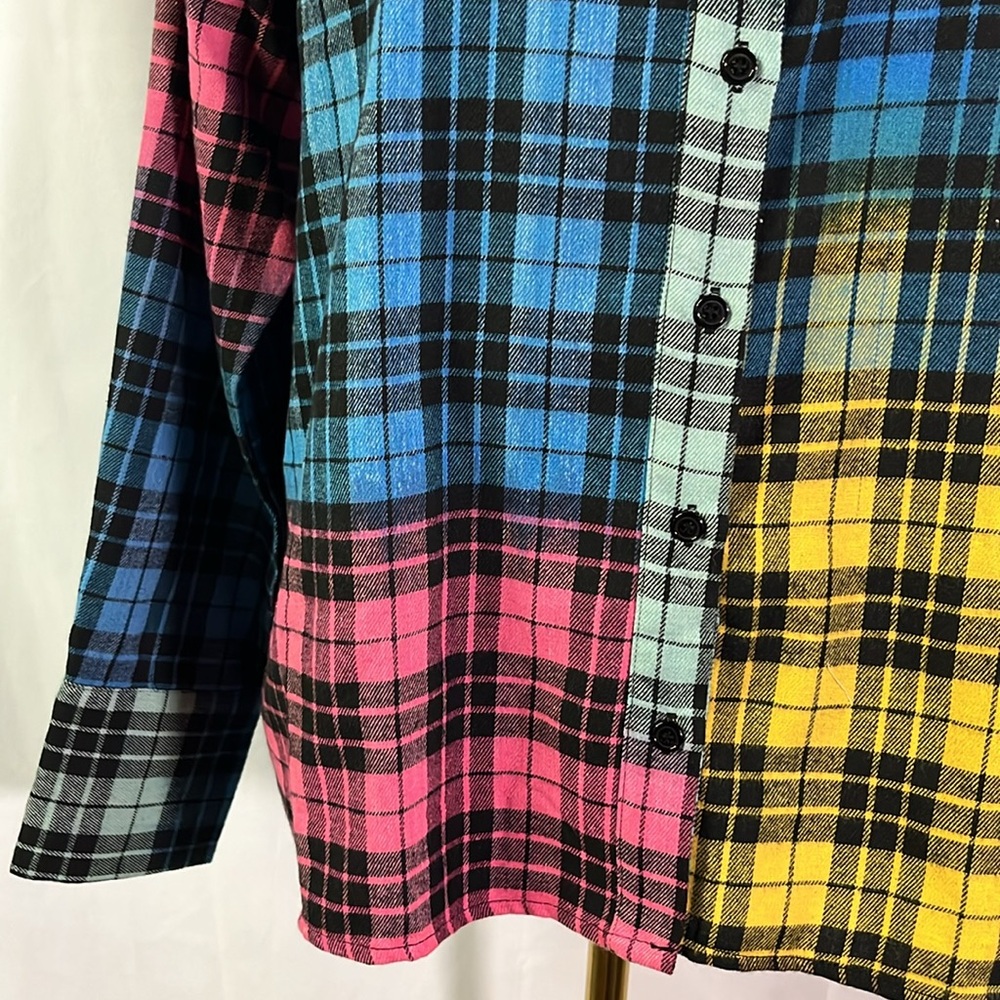 NWT Cider Multicolor Plaid Patchwork Oversized Bu… - image 8